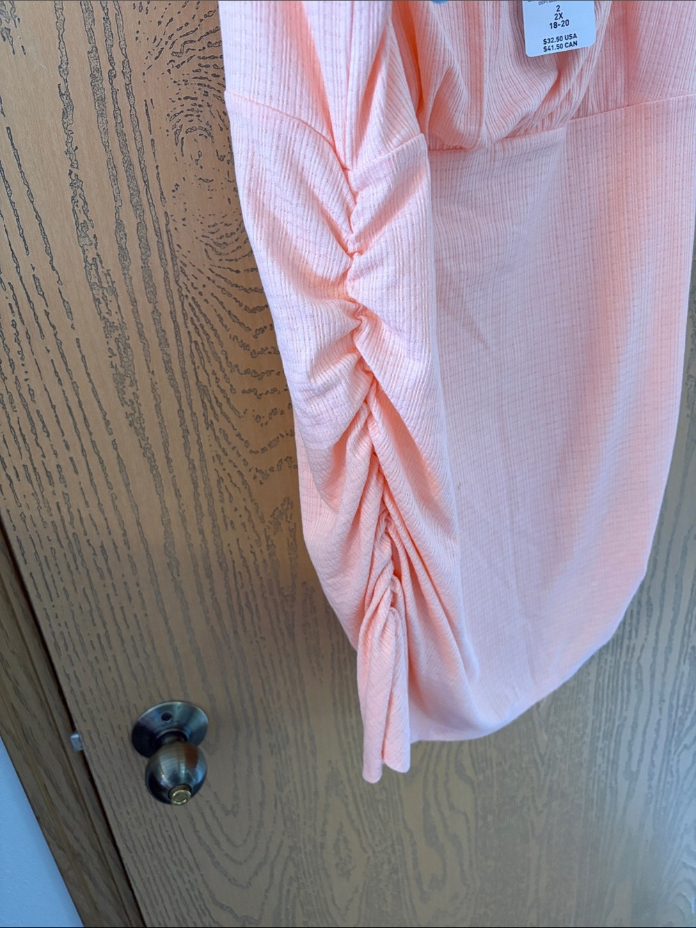 torrid Peach Ribbed Scoop Ruched Tank - Picture 5 of 6